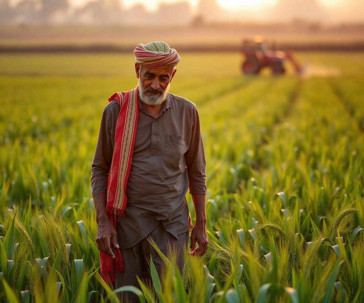 Farmer working in crop field